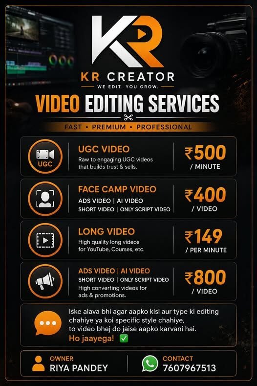 KR Creator video editing services and pricing list